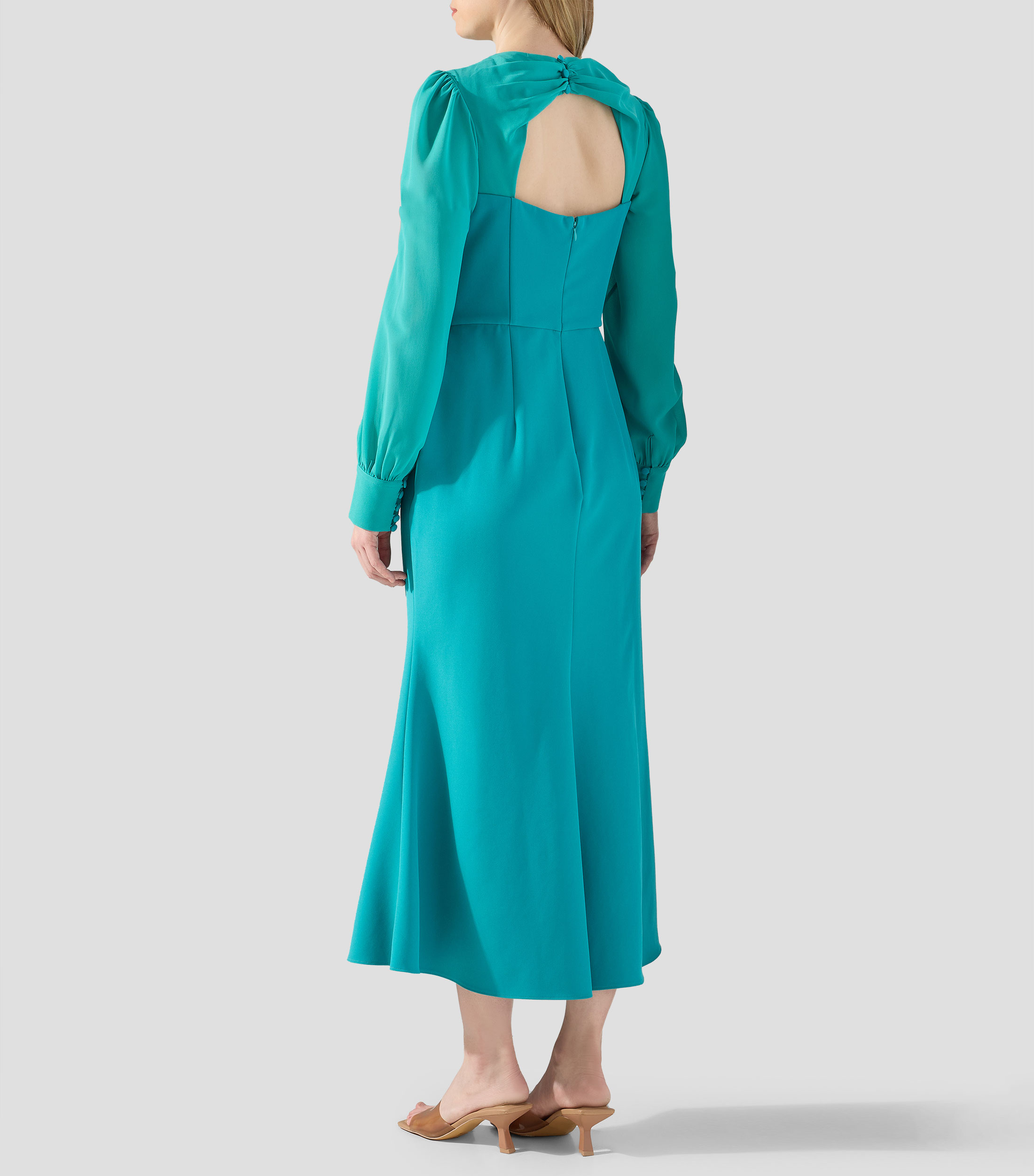 Vestido de fiesta largo con manga larga liso Mujer